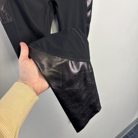 SPANX Every Wear Active Gloss Pocket Black High Waisted Velour Leggings Size L - Picture 3 of 12